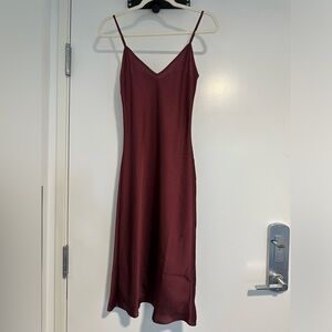 Wilfred 2XS Only Slip Midi Spiced Burgundy Satin Dress NWT